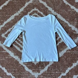 Talbots boat neck 3/4 Sleeve white Top